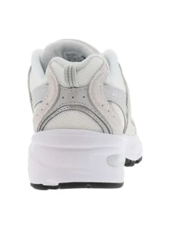Baskets Multisport en cuir écrues et grises à semelle plate et à lacets blancs