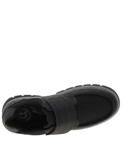 Baskets noires avec un talon plat et une bande auto-agrippante
