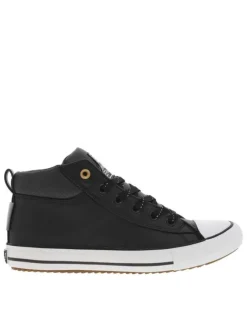 Baskets noires à lacets plats avec contrefort renforcé et semelle à reliefs