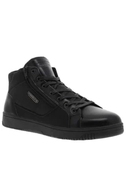 Baskets noires à talon plat avec des lacets et un zip latéral