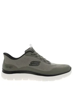 Baskets olive avec une semelle plate et une fermeture à slip-on