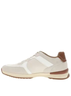 Baskets running beiges à talon plat avec des lacets et logo embossé