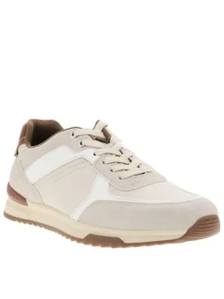 Baskets running beiges à talon plat avec des lacets et logo embossé