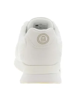 Baskets running blanches avec des détails tricolores et à lacets plats