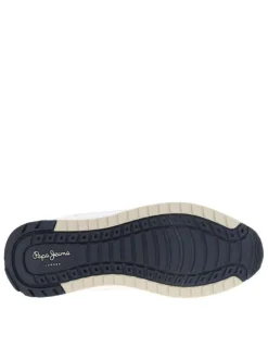 Baskets running blanches avec semelle bicolore à talon plat et lacets