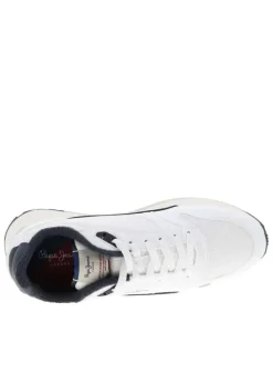 Baskets running blanches avec semelle bicolore à talon plat et lacets