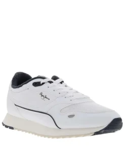 Baskets running blanches avec semelle bicolore à talon plat et lacets