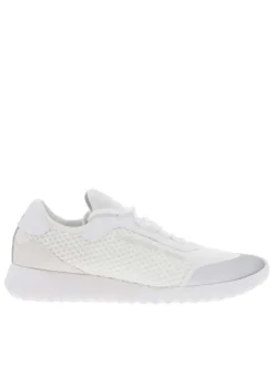 Baskets Running blanches en Mesh avec détails argenté à talon plat et lacets ronds