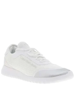 Baskets Running blanches en Mesh avec détails argenté à talon plat et lacets ronds