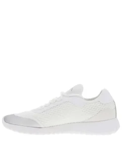 Baskets Running blanches en Mesh avec détails argenté à talon plat et lacets ronds