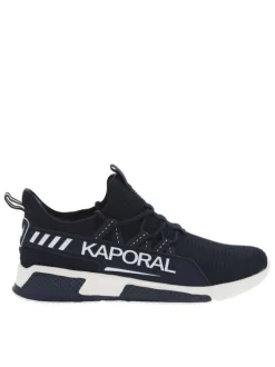 Baskets running bleues marine type chaussettes à semelle plate et à lacets ronds