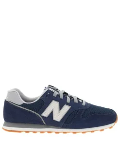 Baskets running 373 bleu marine avec un talon plat et un patch sur la languette