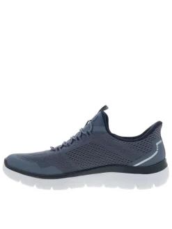 Baskets running bleu marine à semelle plate avec une fermeture slip-on
