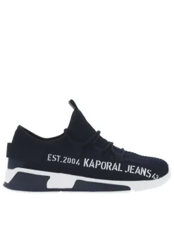 Baskets Running bleu marine slip-on avec logo sur les côtés et talon semi-compensé