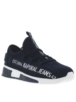 Baskets Running bleu marine slip-on avec logo sur les côtés et talon semi-compensé