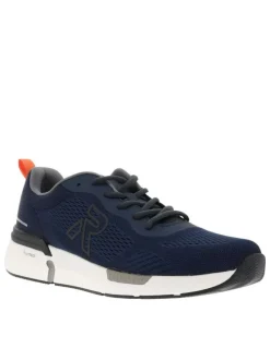 Baskets running bleu marine à talon plat avec des lacets noirs