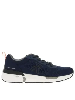 Baskets running bleu marine à talon plat avec des lacets noirs