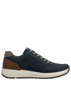 Baskets running bleu marine à talon plat et à lacets plats avec un zip