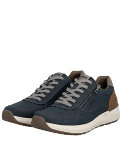Baskets running bleu marine à talon plat et à lacets plats avec un zip