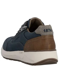 Baskets running bleu marine à talon plat et à lacets plats avec un zip
