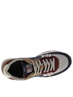 Baskets running Brit Back M en cuir bleu marine à talon plat avec des lacets
