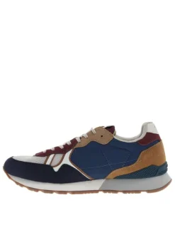 Baskets running Brit Back M en cuir bleu marine à talon plat avec des lacets
