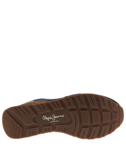 Baskets running Brit Back M en cuir bleu marine à talon plat avec des lacets