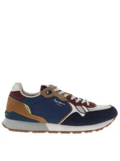 Baskets running Brit Back M en cuir bleu marine à talon plat avec des lacets