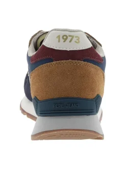Baskets running Brit Back M en cuir bleu marine à talon plat avec des lacets