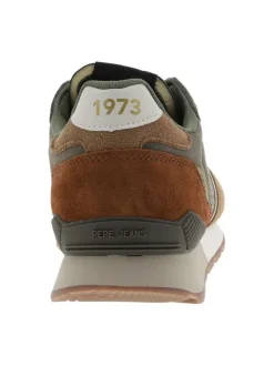 Baskets running Brit Must M en cuir kaki à talon plat avec des lacets