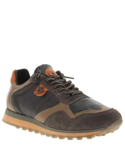 Baskets running brunes avec semelle à talon plat et lacets élastiqués