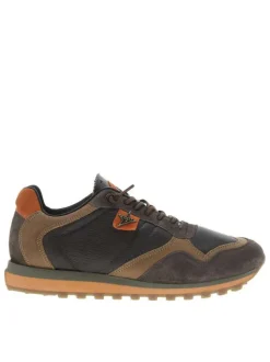Baskets running brunes avec semelle à talon plat et lacets élastiqués