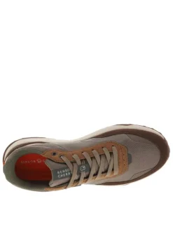 Baskets running brunes à talon plat avec des lacets et logo