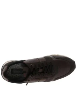 Baskets running chocolat à talon plat avec une fermeture à lacets avec un zip