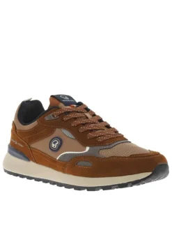 Baskets running cognac pourvues de lacets avec semelle à talon plat