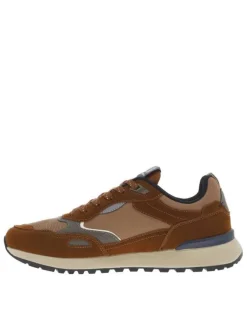Baskets running cognac pourvues de lacets avec semelle à talon plat