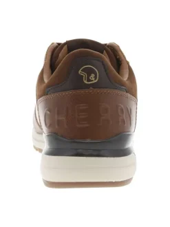 Baskets running cognac à talon plat avec des lacets et logo cousu