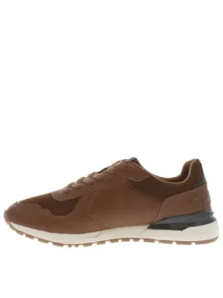 Baskets running cognac à talon plat avec des lacets et logo cousu