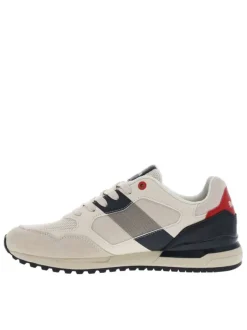 Baskets running écrues à talon plat avec empiècements rouges et marine