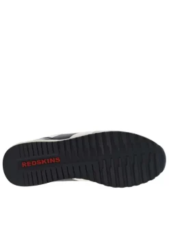 Baskets running écrues à talon plat avec empiècements rouges et marine
