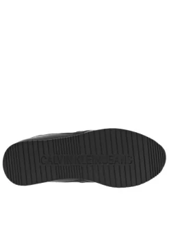 Baskets running divers cuir noir à semelle semi-compensée et à lacets plats