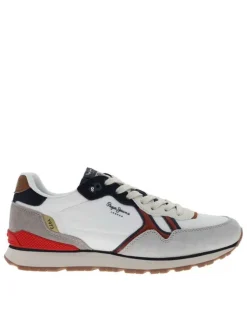 Baskets running en cuir blanches avec un talon plat et des lacets