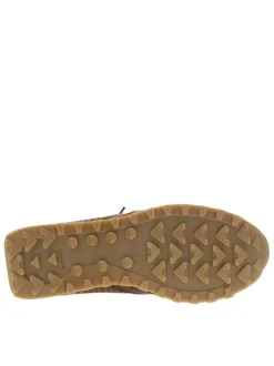 Baskets running en cuir brunes avec semelle à talon plat et lacets élastiqués