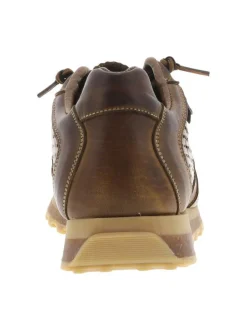 Baskets running en cuir brunes avec semelle à talon plat et lacets élastiqués