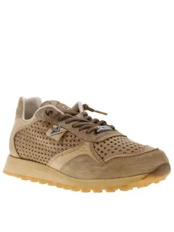 Baskets running en cuir brunes à talon plat et à lacets ronds