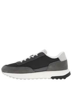 Baskets running en cuir grises avec des empiècements en cuir nubuck