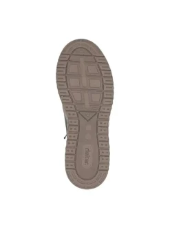 Baskets running en cuir kaki à talon plat avec des lacets et un zip latéral