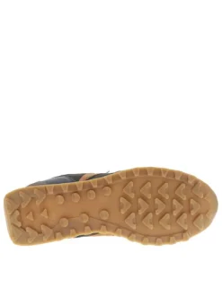 Baskets running en cuir kaki à talon plat et à lacets élastiqués bicolores