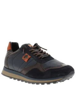 Baskets running en cuir marine avec semelle à talon plat et lacets élastiqués