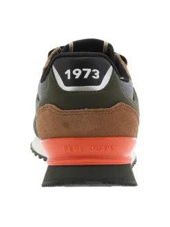 Baskets running en cuir multicolores avec semelle à talon plat et lacets